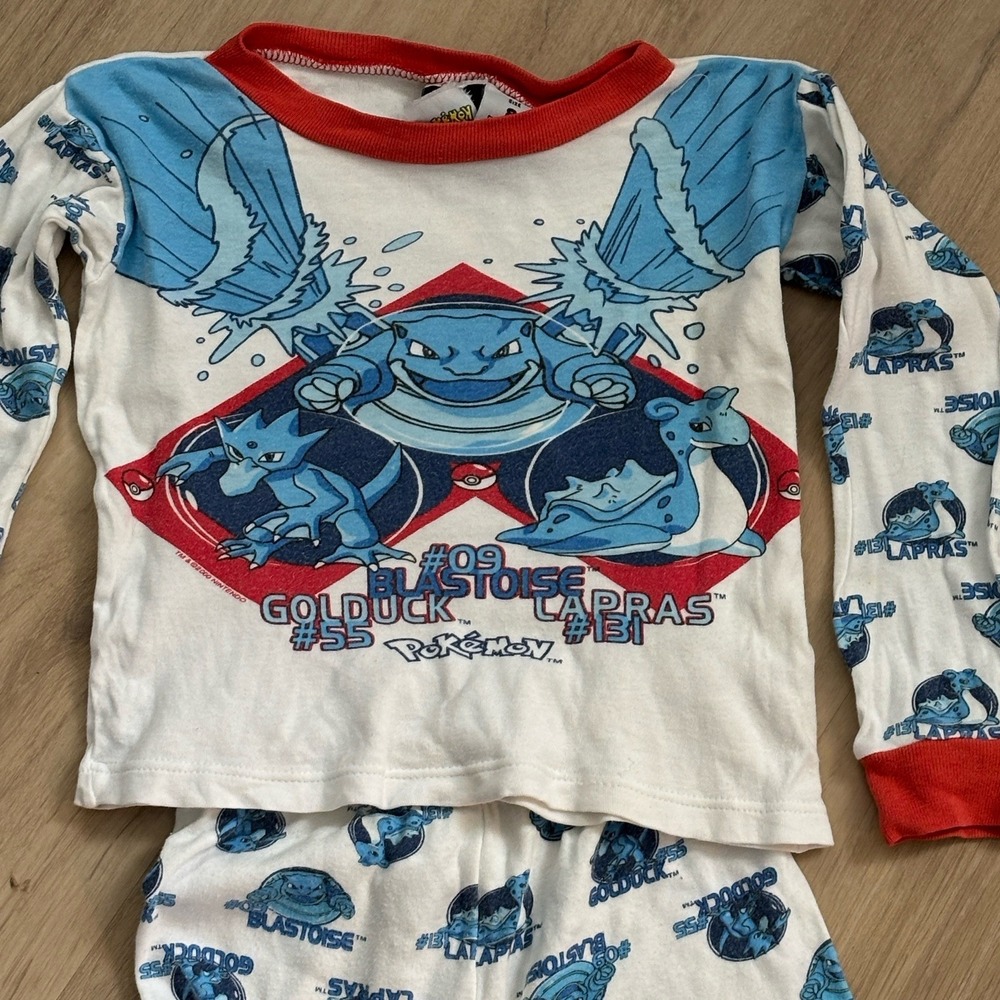 Vintage‎ 90s Official Nintendo Pokemon Long Sleeve Blastoise 2-Piece Pajamas